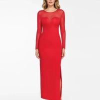 Shapewear Mesh Long Sleeve V-Back Slimming Maxi Dress