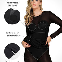 Shapewear Mesh Long Sleeve V-Back Slimming Maxi Dress