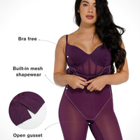 Shapewear Mesh Corset Panel Built-In Sculpting Midi Dress