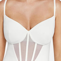 Shapewear Mesh Corset Panel Built-In Sculpting Midi Dress