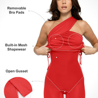 Bluetag Cooling Shapewear One-Shoulder Ruched Bodycon Dress