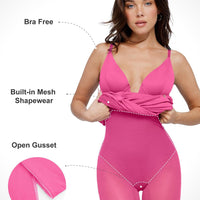 Bluetag Shapewear Plunging V Ruched Bodycon Mini Dress