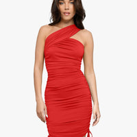 Bluetag Cooling Shapewear One-Shoulder Ruched Bodycon Dress