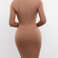 Shapewear Modal Long Sleeve Crew Neck Slimming Midi Dress
