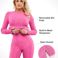 Shapewear Modal Long Sleeve Crew Neck Slimming Midi Dress