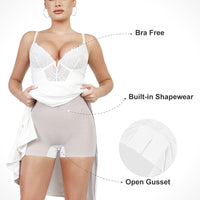 Shapewear Lace V Neck Side Slit Slimming Maxi Slip Dress