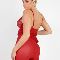 Shapewear Lace V Neck Side Slit Slimming Maxi Slip Dress