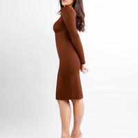 Shapewear Long Sleeve Boat Neck Sculpting Midi Dress