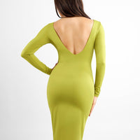 Shapewear Long Sleeve Boat Neck Sculpting Midi Dress