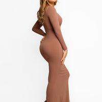 Shapewear Square Neck Long Sleeve Slimming Modal Maxi Dress