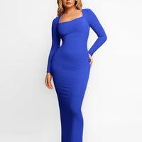 Shapewear Square Neck Long Sleeve Slimming Modal Maxi Dress