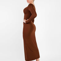 Shapewear Long Sleeve V-Neck Low Back Slimming Maxi Dress