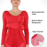 Shapewear Long Sleeve V-Neck Low Back Slimming Maxi Dress