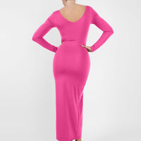 Shapewear Long Sleeve V-Neck Low Back Slimming Maxi Dress