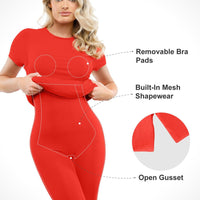Shapewear Modal Short Sleeve Mock Neck Slimming Maxi Dress