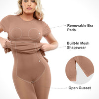 Shapewear Modal Short Sleeve Mock Neck Slimming Maxi Dress