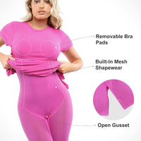 Shapewear Modal Short Sleeve Mock Neck Slimming Maxi Dress