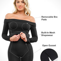 Shapewear Long Sleeve Off-the-Shoulder Bodycon Mini Dress