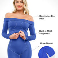Shapewear Long Sleeve Off-the-Shoulder Bodycon Mini Dress