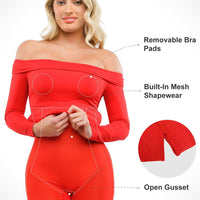 Shapewear Long Sleeve Off-the-Shoulder Bodycon Mini Dress