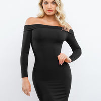 Shapewear Long Sleeve Off-the-Shoulder Bodycon Mini Dress