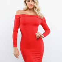 Shapewear Long Sleeve Off-the-Shoulder Bodycon Mini Dress
