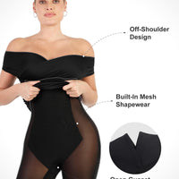 Shapewear Ruched Off-Shoulder Sculpting Midi Dress