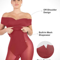 Shapewear Ruched Off-Shoulder Sculpting Midi Dress