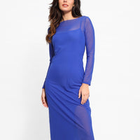 Shapewear Slimming Midi Dress and Sheer Mesh Overlay Set