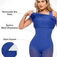 Shapewear Square Neck Sleeveless Ruched Bodycon Mini Dress
