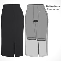 Shapewear Built-In Sculpting Front Slit Midi Work Skirt