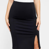 Shapewear Built-In Sculpting Front Slit Midi Work Skirt