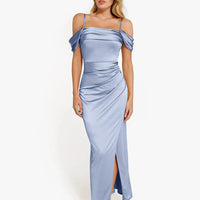 Shapewear Off Shoulder Shine Ruched Sculpting Maxi Dress