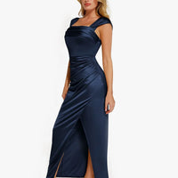 Shapewear Off Shoulder Shine Ruched Sculpting Maxi Dress