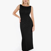 Shapewear Boatneck Draped Sculpting Maxi Dress