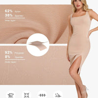 Shapewear Faux Nubuck Bodycon Sculpting Slit Midi Dress