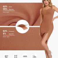 Shapewear Faux Nubuck Bodycon Sculpting Slit Midi Dress