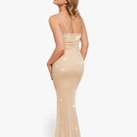 Shapewear Heat-Set Crystal Mesh Slimming Maxi Slip Dress