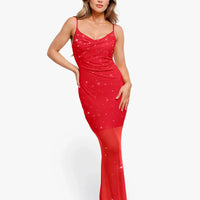 Shapewear Heat-Set Crystal Mesh Slimming Maxi Slip Dress