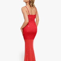 Shapewear Heat-Set Crystal Mesh Slimming Maxi Slip Dress