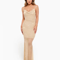 Shapewear Heat-Set Crystal Mesh Slimming Maxi Slip Dress