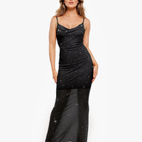 Shapewear Heat-Set Crystal Mesh Slimming Maxi Slip Dress