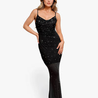Shapewear Heat-Set Crystal Mesh Slimming Maxi Slip Dress