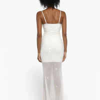Shapewear Heat-Set Crystal Mesh Slimming Maxi Slip Dress