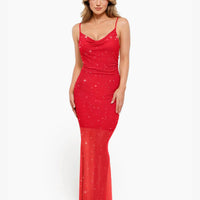 Shapewear Heat-Set Crystal Mesh Slimming Maxi Slip Dress