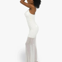 Shapewear Heat-Set Crystal Mesh Slimming Maxi Slip Dress