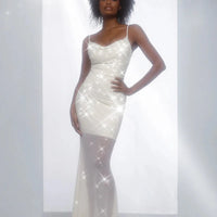 Shapewear Heat-Set Crystal Mesh Slimming Maxi Slip Dress