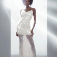 Shapewear Heat-Set Crystal Mesh Slimming Maxi Slip Dress