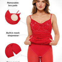 Shapewear Heat-Set Crystal Mesh Slimming Maxi Slip Dress