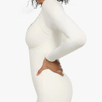 Shapewear Long Sleeve Lace Trim Sculpting Mermaid Maxi Dress